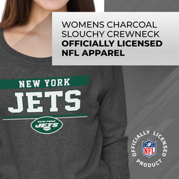 New York Jets NFL Womens Team Block French Terry Slouchy Top - Charcoal
