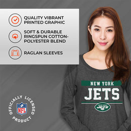 New York Jets NFL Womens Team Block French Terry Slouchy Top - Charcoal
