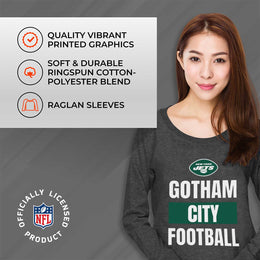 New York Jets NFL Womens Plus Size Team Slogan Crew Neck - Charcoal