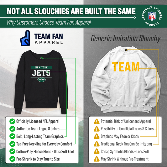 New York Jets NFL Womens Team Block French Terry Slouchy Top - Charcoal