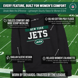 New York Jets NFL Womens Team Block French Terry Slouchy Top - Charcoal