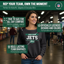 New York Jets NFL Womens Team Block French Terry Slouchy Top - Charcoal