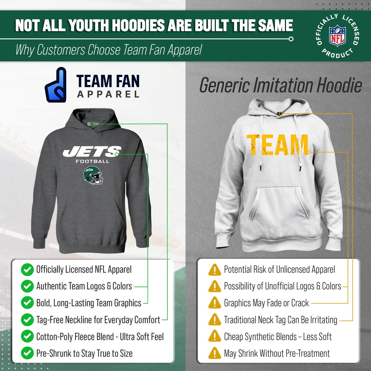 New York Jets NFL Youth Football Helmet Hood - Charcoal
