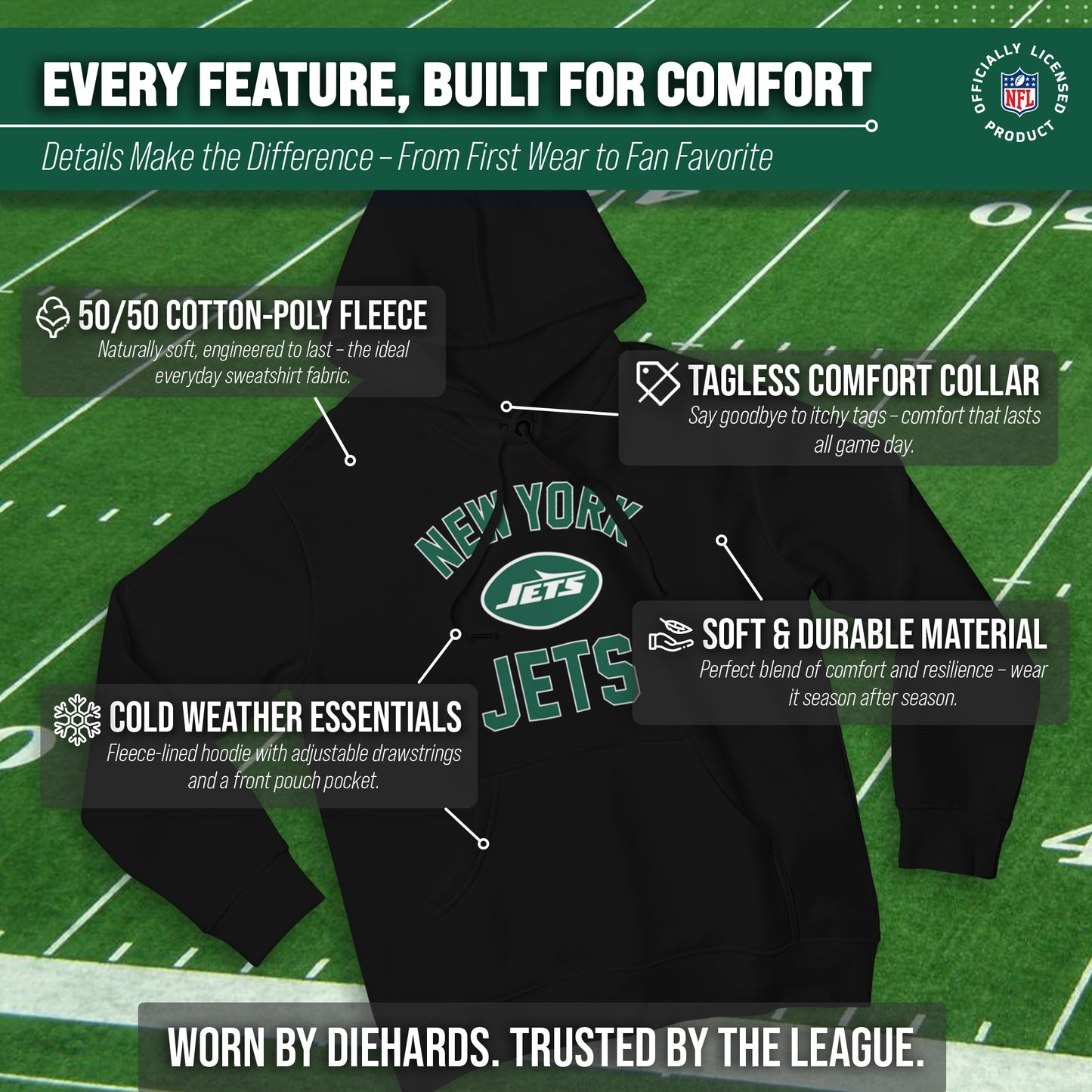 New York Jets Team Fan Apparel NFL  Gameday Hoodie - Black
