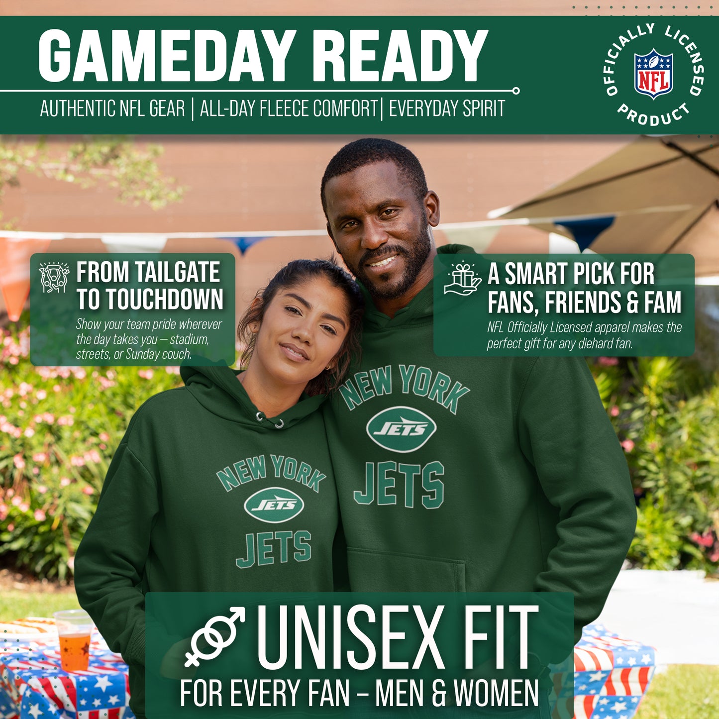New York Jets Team Fan Apparel NFL  Gameday Hoodie - Forest Green