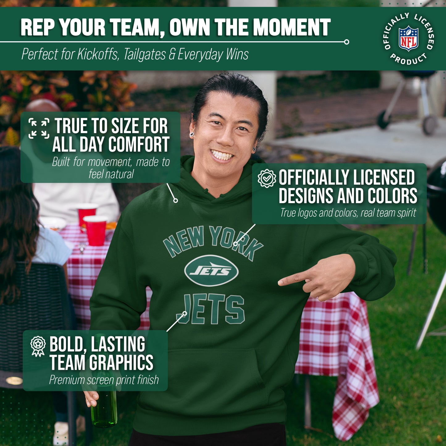 New York Jets Team Fan Apparel NFL  Gameday Hoodie - Forest Green