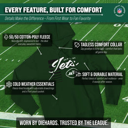 New York Jets NFL Adult Unisex Retro Script Ultra Soft Fleece Hooded Sweatshirt - Forest Green