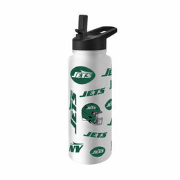 New York Jets NFL 34oz Quencher Stainless Steel Insulated Water Bottle - White