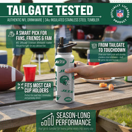 New York Jets NFL 34oz Quencher Stainless Steel Insulated Water Bottle - White