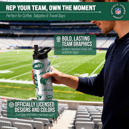 New York Jets NFL 34oz Quencher Stainless Steel Insulated Water Bottle - White