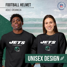 New York Jets Adult NFL Football Helmet Heather Crewneck Sweatshirt - Charcoal