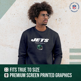 New York Jets Adult NFL Football Helmet Heather Crewneck Sweatshirt - Charcoal