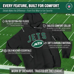 New York Jets NFL Youth Home Team Hoodie- Kids Hooded Sweatshirt - Black