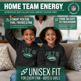New York Jets NFL Youth Home Team Hoodie- Kids Hooded Sweatshirt - Black