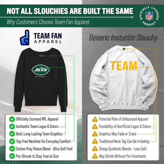 New York Jets NFL Womens Ultimate Fan French Terry Slouchy Top- Raglan Sleeves - Charcoal