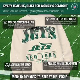 New York Jets Womens NFL Starstruck Crewneck Pullover - Cream