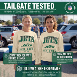 New York Jets Womens NFL Starstruck Crewneck Pullover - Cream