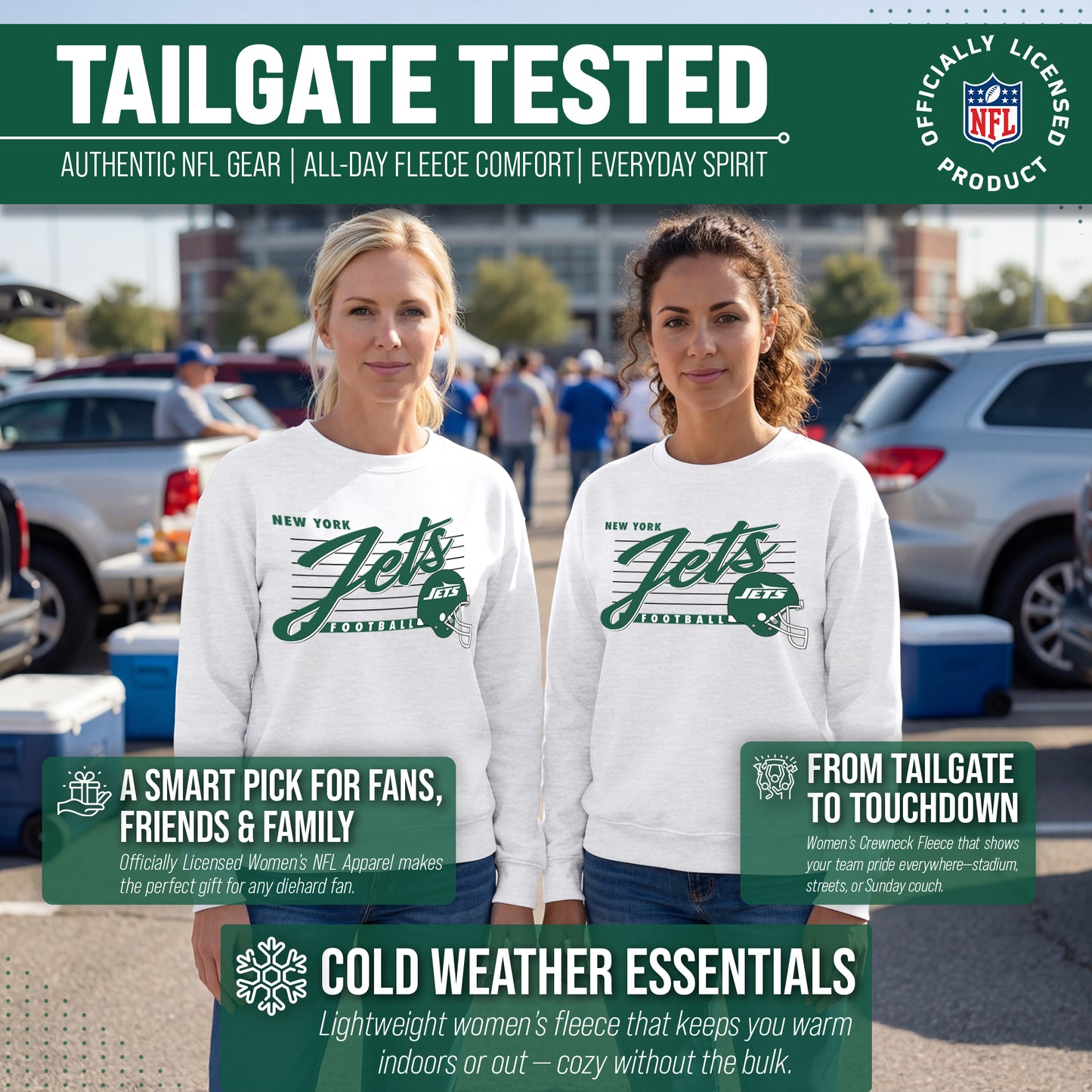 New York Jets Womens NFL Scrimmage Line Crewneck Pullover - Gray Heather