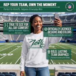 New York Jets Womens NFL Scrimmage Line Crewneck Pullover - Gray Heather
