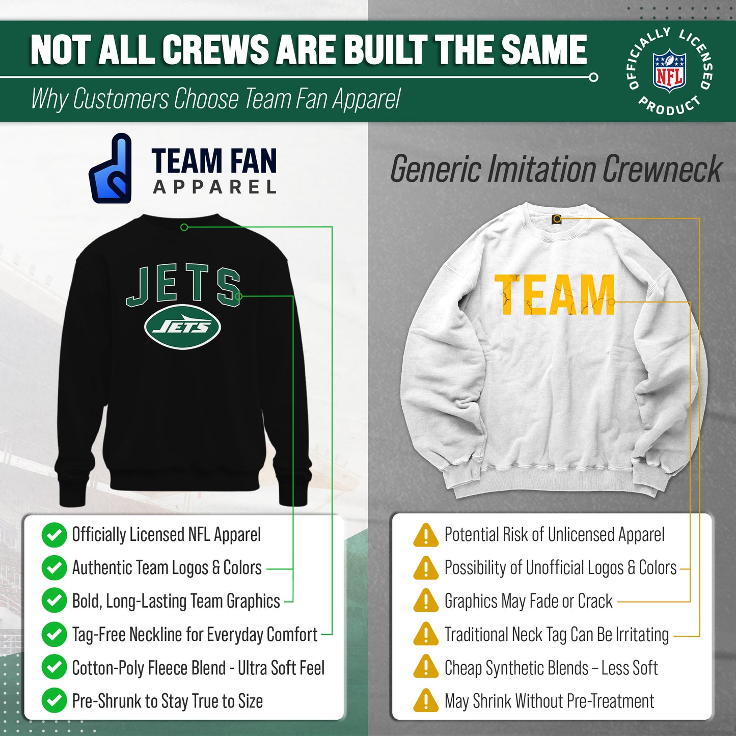 New York Jets NFL Home Team Crew - Black