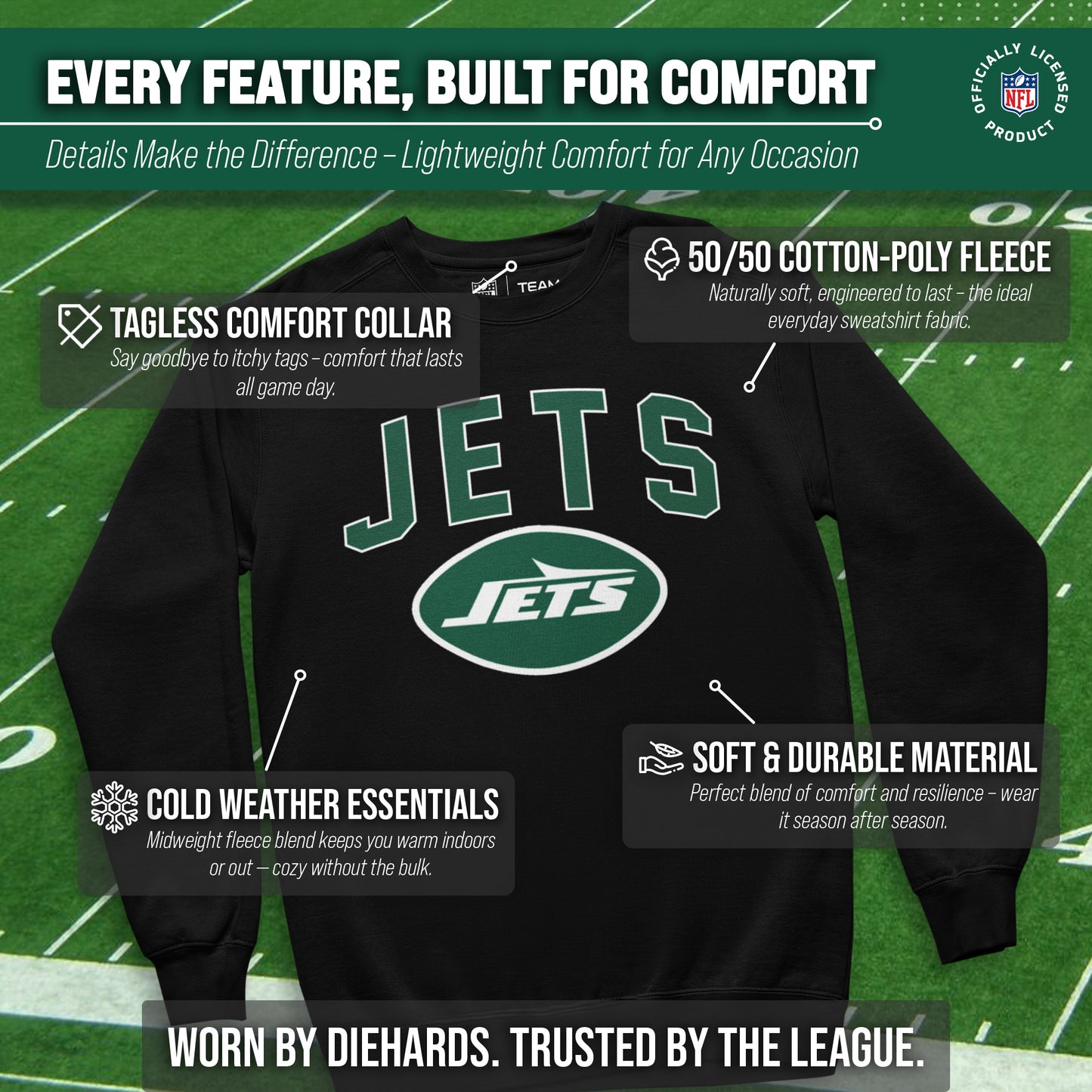 New York Jets NFL Home Team Crew - Black