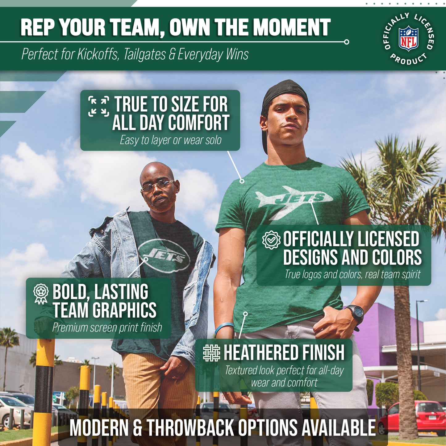 New York Jets NFL Modern Throwback T-shirt - Team Color
