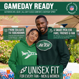 New York Jets NFL Adult Unisex Modern Throwback Ultra Soft Fleece Hooded Sweatshirt - Kelly Green
