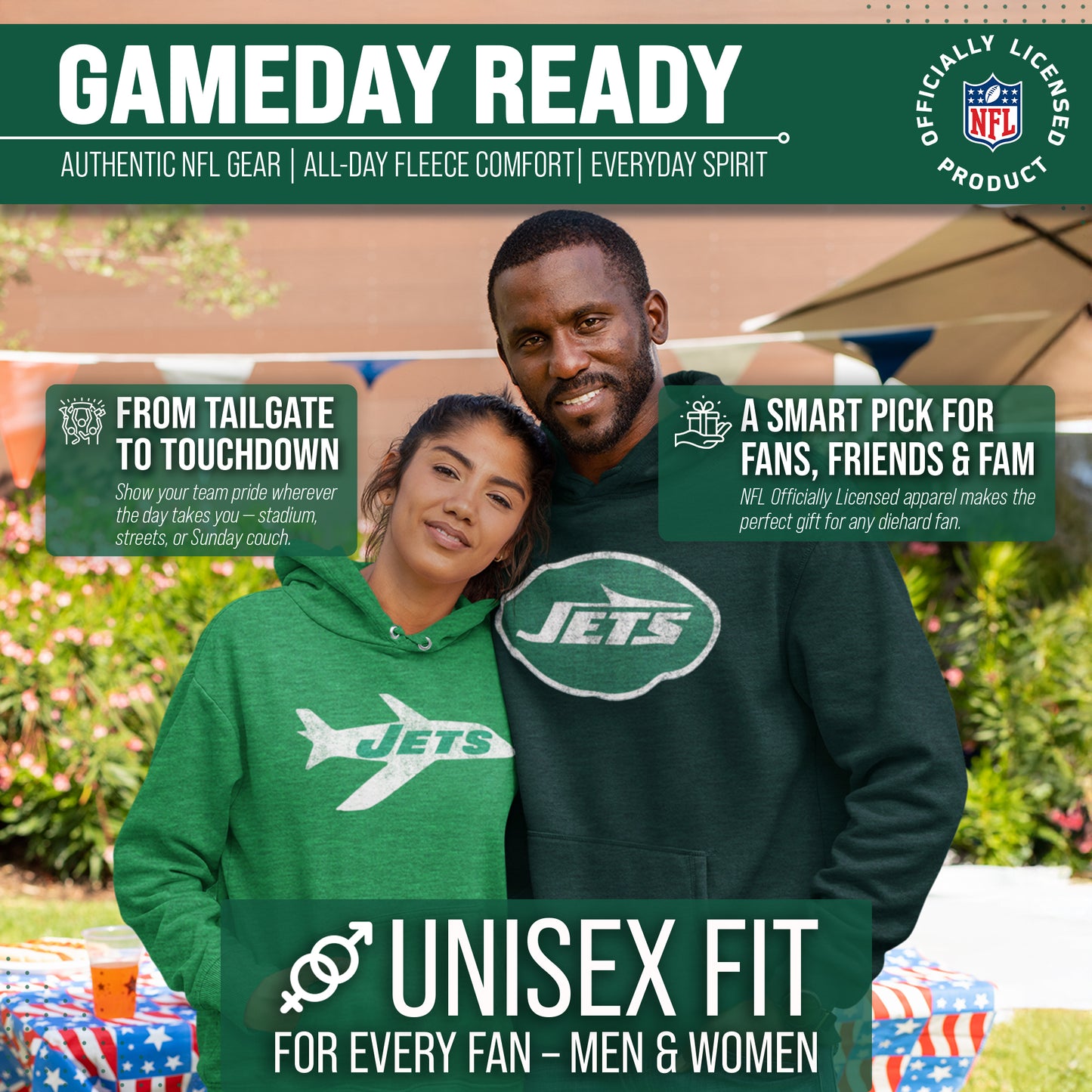 New York Jets NFL Adult Unisex Modern Throwback Ultra Soft Fleece Hooded Sweatshirt - Green