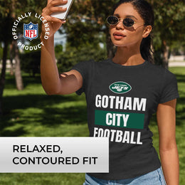 New York Jets NFL Womens Plus Size Team Slogan Short Sleeve T-Shirt - Charcoal