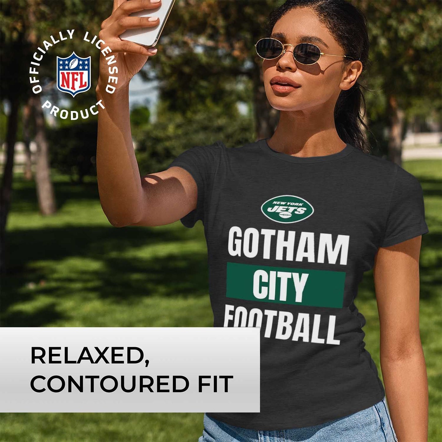 New York Jets NFL Womens Plus Size Team Slogan Short Sleeve T-Shirt - Charcoal