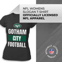 New York Jets NFL Womens Plus Size Team Slogan Short Sleeve T-Shirt - Charcoal