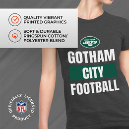 New York Jets NFL Womens Plus Size Team Slogan Short Sleeve T-Shirt - Charcoal