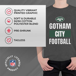 New York Jets NFL Youth Team Slogan Short Sleeve Lightweight T Shirt - Charcoal