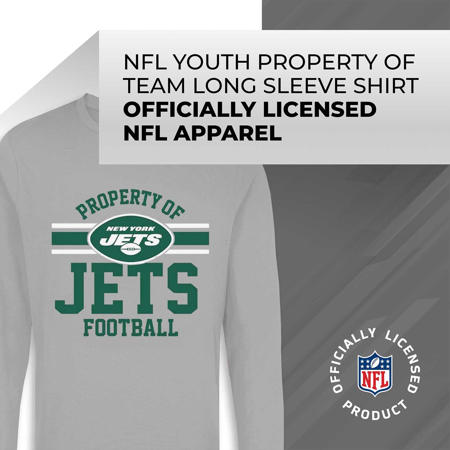 New York Jets NFL Youth Property Of Crew Sweatshirt - Sport Gray
