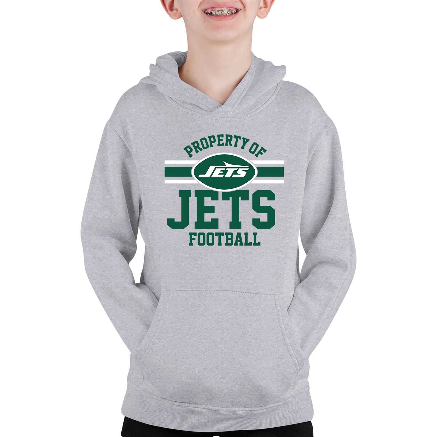 New York Jets NFL Youth Property Of Hooded Sweatshirt - Sport Gray