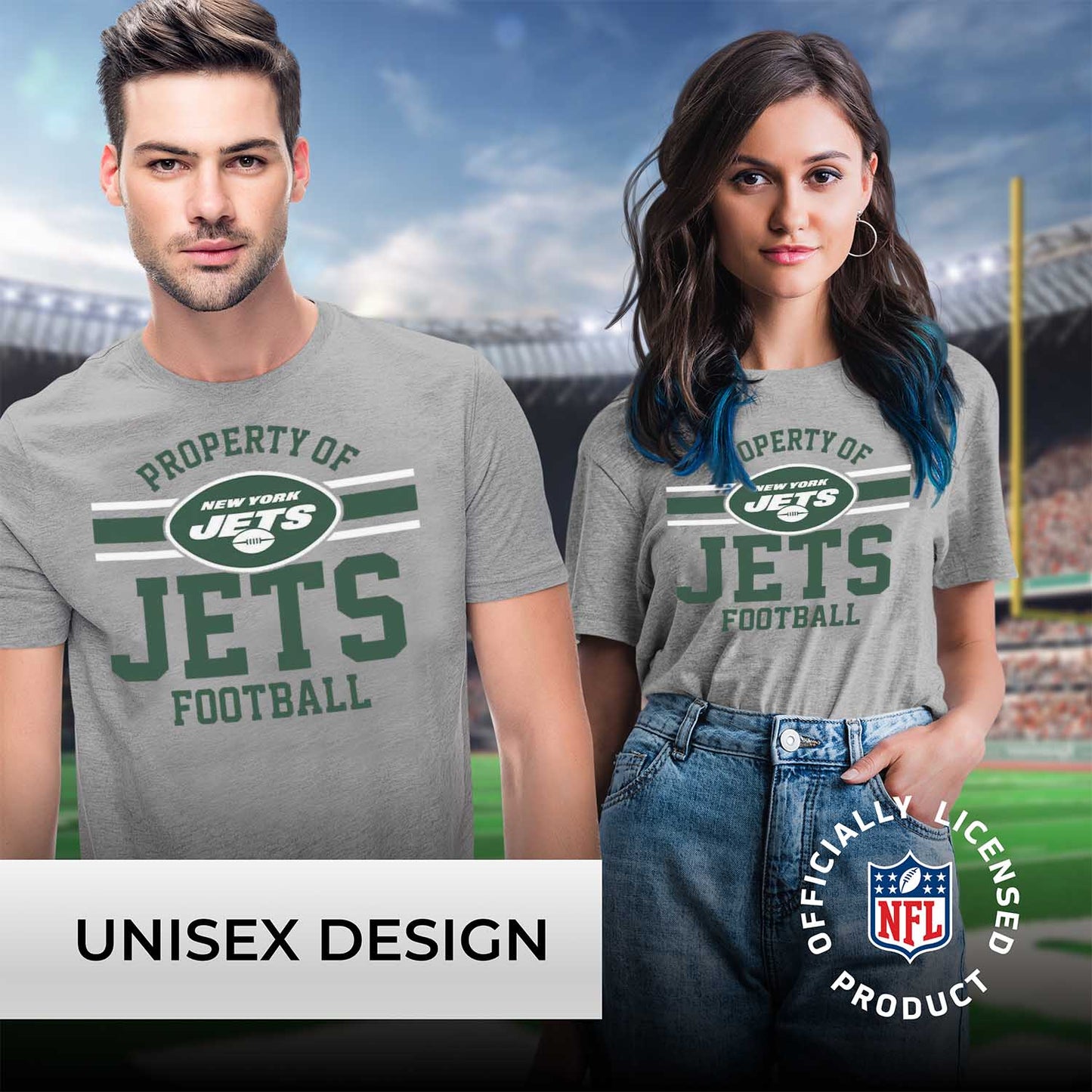 New York Jets NFL Adult Property Of T-Shirt - Sport Gray