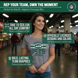 New York Jets NFL Womens Short Sleeve Property of Tshirt - Gray