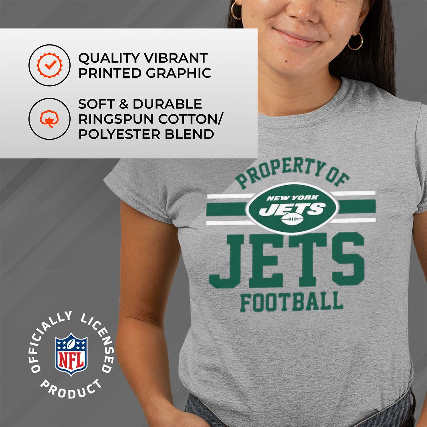 New York Jets NFL Women's Property Of Lightweight Plus Size T-Shirt - Sport Gray