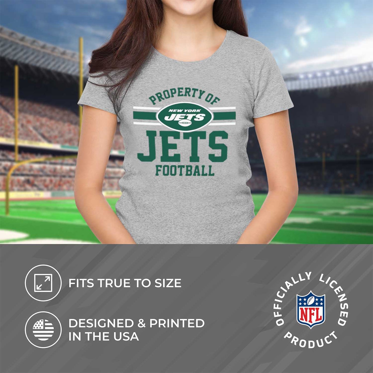 New York Jets NFL Women's Property Of Lightweight Plus Size T-Shirt - Sport Gray