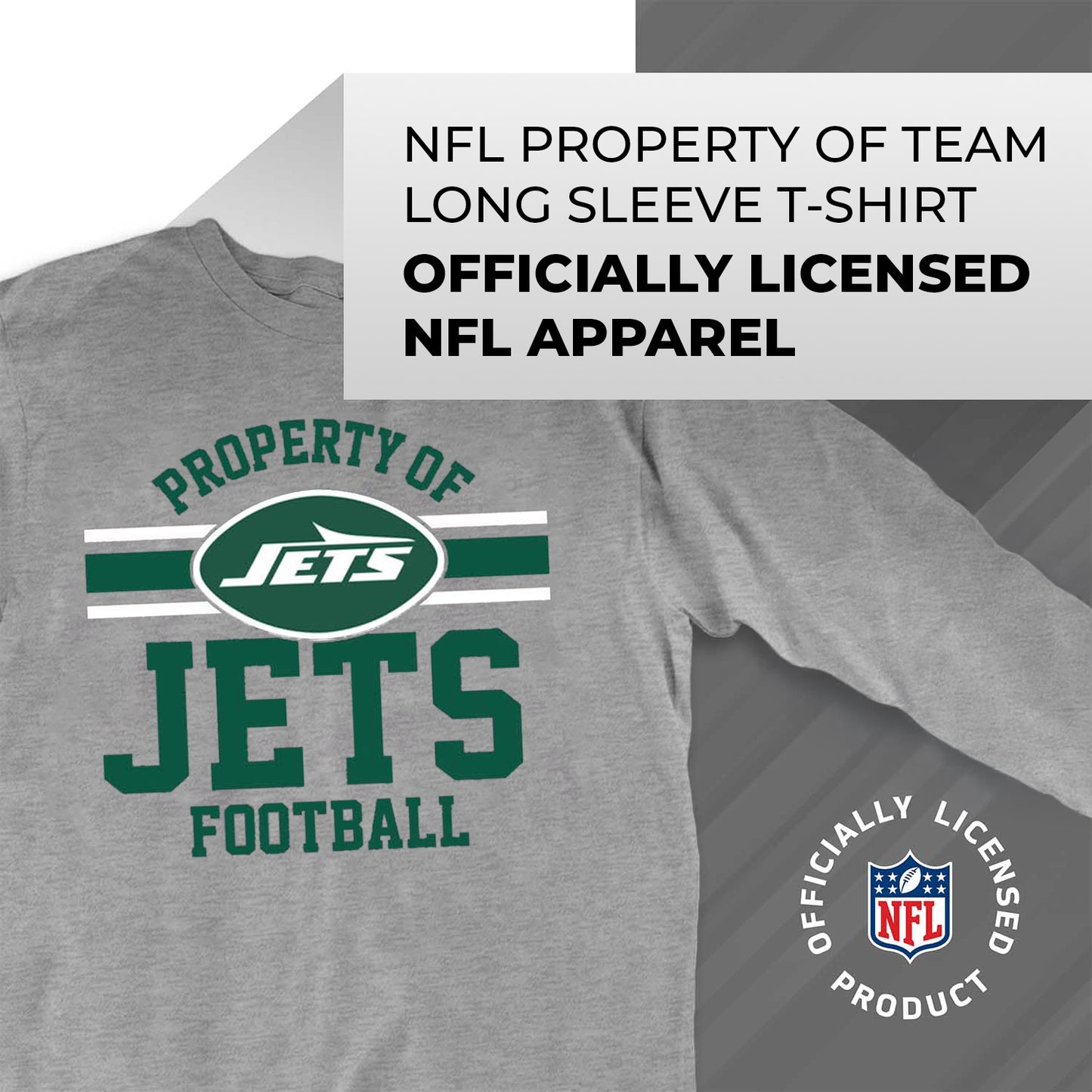 New York Jets NFL Adult Property Of Long SleeveT Shirt - Sport Gray