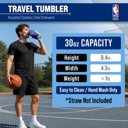 New York Knicks NBA Basketball 30oz Stainless Steel Vacuum Insulated Game Day Tumbler with Silicone Grip - Royal