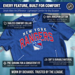 New York Rangers NHL Adult Powerplay Heathered Unisex T-Shirt - Royal