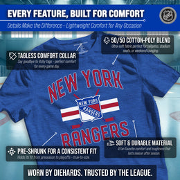 New York Rangers NHL Adult Faceoff Tag-Less T-Shirt - Royal