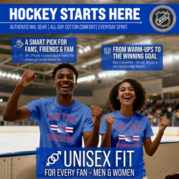 New York Rangers NHL Adult Faceoff Tag-Less T-Shirt - Royal