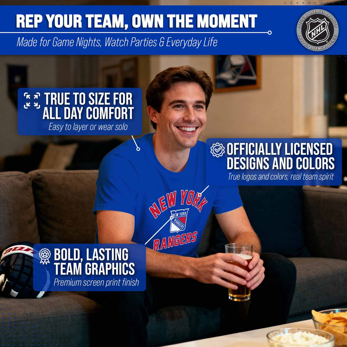 New York Rangers NHL Gameday T-Shirt - Royal Blue