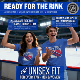 New York Rangers NHL Adult Retro Logo Tag-Less T-Shirt - Royal Heather