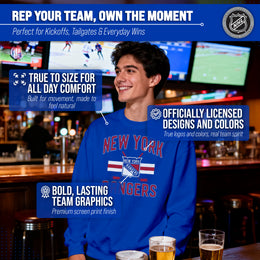 New York Rangers Adult NHL Faceoff Hockey Fleece Crewneck Sweatshirt - Royal