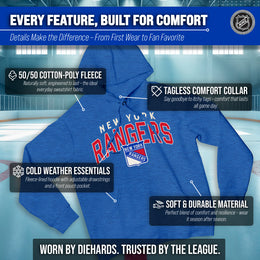 New York Rangers NHL Adult Unisex Powerplay Hooded Sweatshirt - Royal