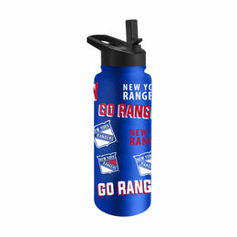 New York Rangers NHL Hockey 34oz Stainless Steel Vacuum Insulated Game Day Water Bottle with Flip Straw Lid and Handle - Royal