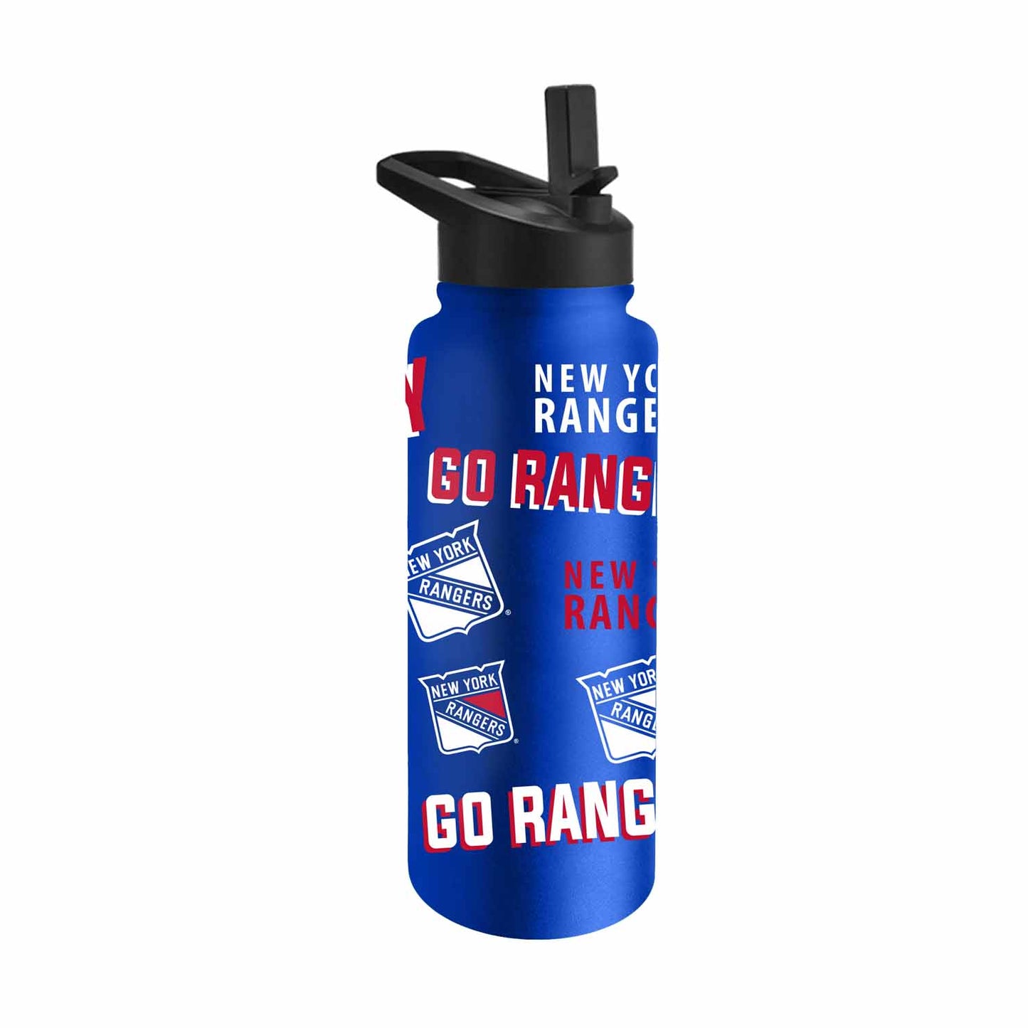 New York Rangers NHL Hockey 34oz Stainless Steel Vacuum Insulated Game Day Water Bottle with Flip Straw Lid and Handle - Royal